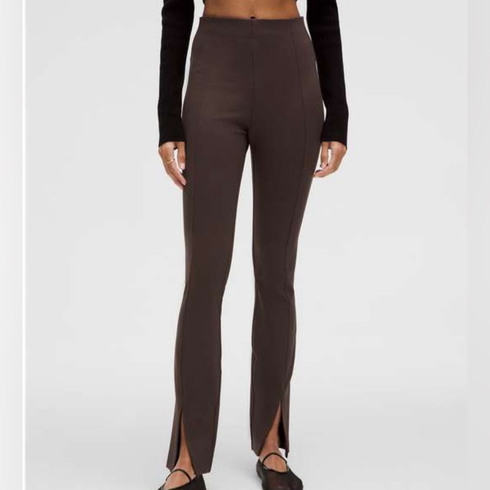 Lululemon brown flared pants with split hem